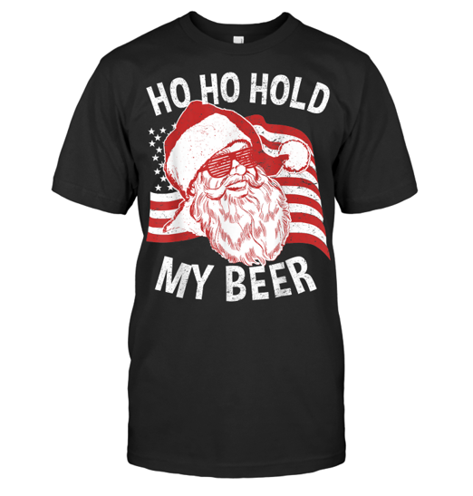 Ho Ho Hold My Beer Unisex Black T-Shirt